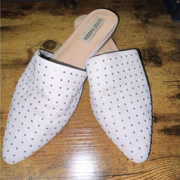 Steve Madden Shoes - Steve Madden Grey Suede Studded Mules